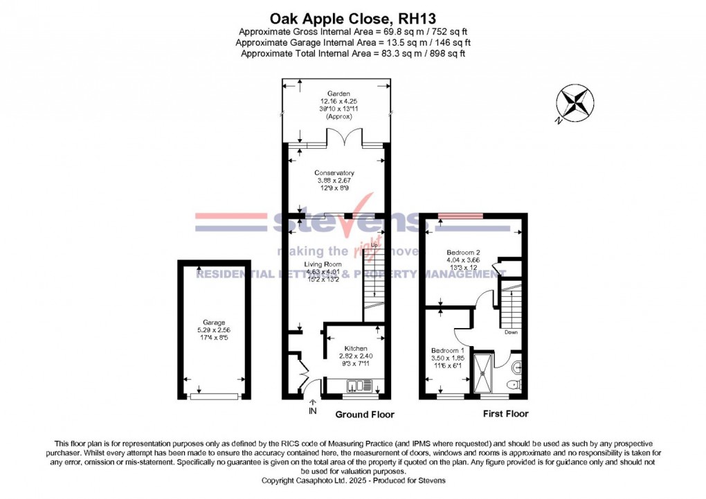 Floorplan for Oakapple Close, Cowfold