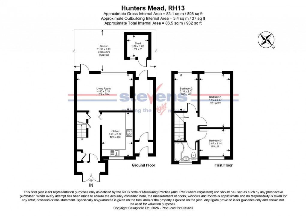 Floorplan for Hunters Mead, Partridge Green, Horsham