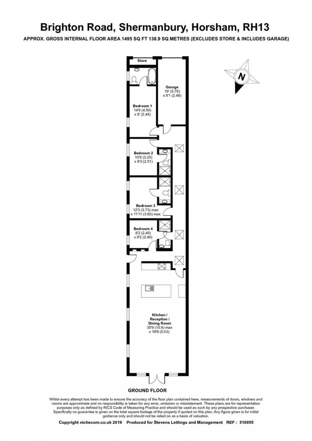 Floorplan for Ewhurst Estate, Brighton Road, Shermanbury,